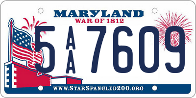 MD license plate 5AA7609