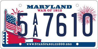 MD license plate 5AA7610