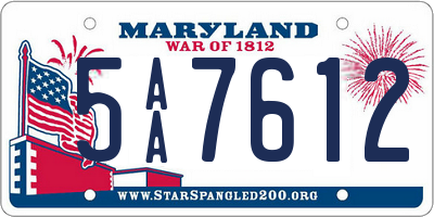 MD license plate 5AA7612