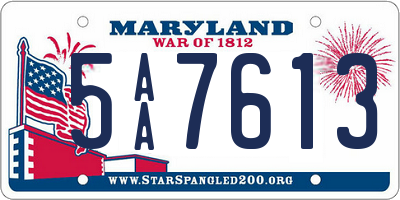 MD license plate 5AA7613