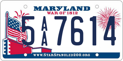 MD license plate 5AA7614