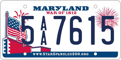 MD license plate 5AA7615