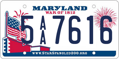 MD license plate 5AA7616