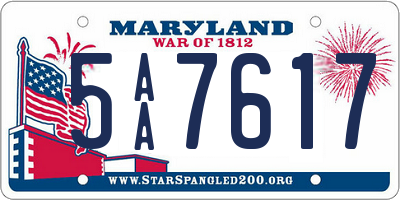 MD license plate 5AA7617