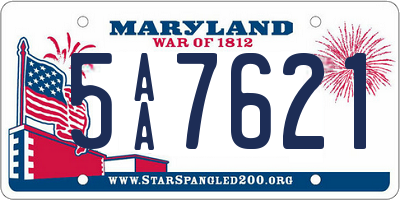 MD license plate 5AA7621