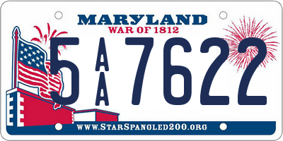 MD license plate 5AA7622