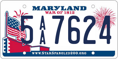 MD license plate 5AA7624