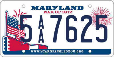 MD license plate 5AA7625