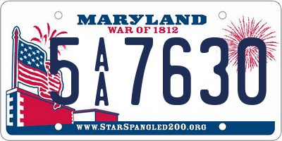 MD license plate 5AA7630