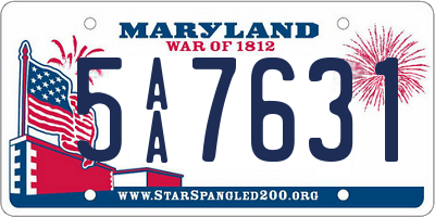 MD license plate 5AA7631