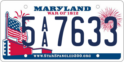 MD license plate 5AA7633