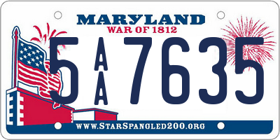 MD license plate 5AA7635