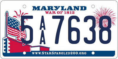 MD license plate 5AA7638