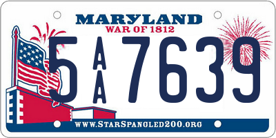 MD license plate 5AA7639