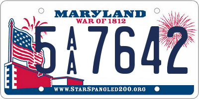 MD license plate 5AA7642