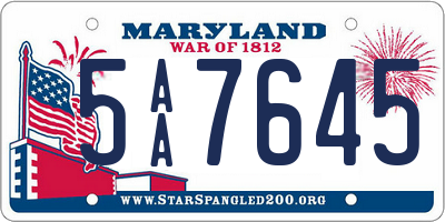 MD license plate 5AA7645