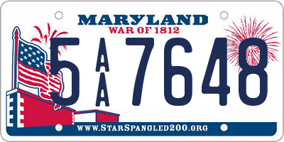 MD license plate 5AA7648