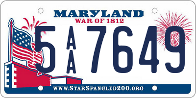 MD license plate 5AA7649