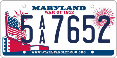 MD license plate 5AA7652