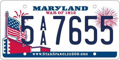 MD license plate 5AA7655