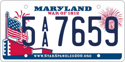 MD license plate 5AA7659