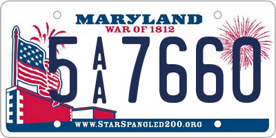 MD license plate 5AA7660