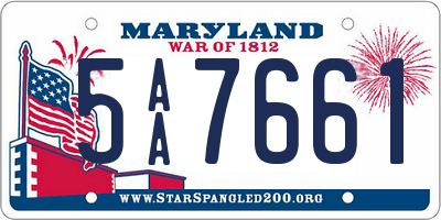 MD license plate 5AA7661