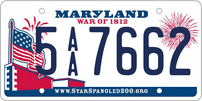 MD license plate 5AA7662