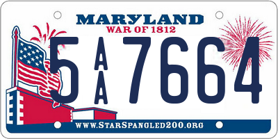 MD license plate 5AA7664