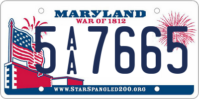 MD license plate 5AA7665