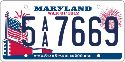 MD license plate 5AA7669