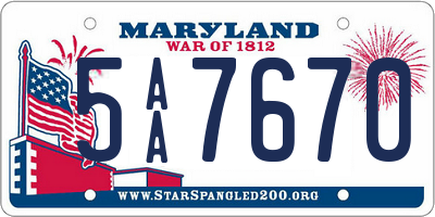 MD license plate 5AA7670