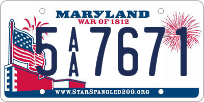 MD license plate 5AA7671