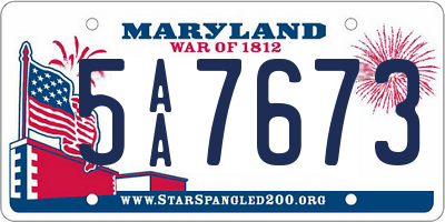 MD license plate 5AA7673