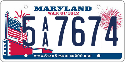 MD license plate 5AA7674