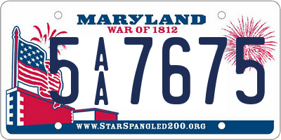 MD license plate 5AA7675