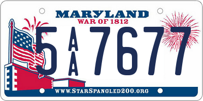 MD license plate 5AA7677