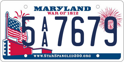 MD license plate 5AA7679