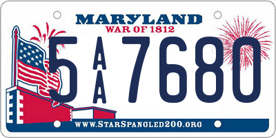 MD license plate 5AA7680