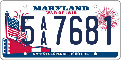 MD license plate 5AA7681