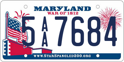 MD license plate 5AA7684