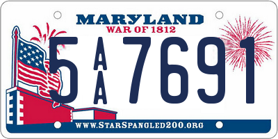 MD license plate 5AA7691