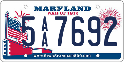 MD license plate 5AA7692