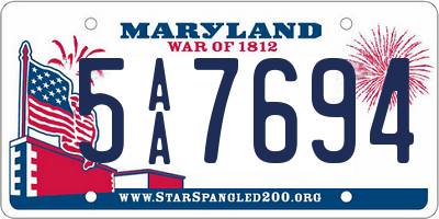 MD license plate 5AA7694