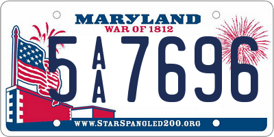 MD license plate 5AA7696