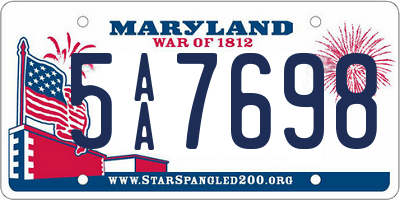 MD license plate 5AA7698