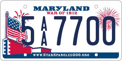 MD license plate 5AA7700