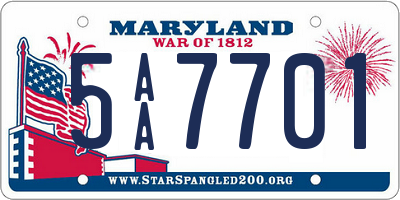 MD license plate 5AA7701