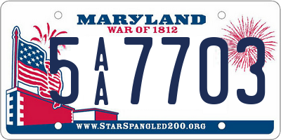 MD license plate 5AA7703