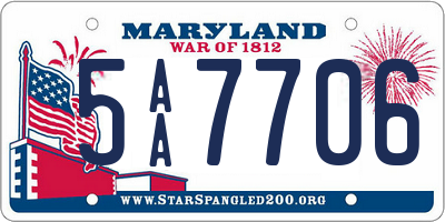 MD license plate 5AA7706